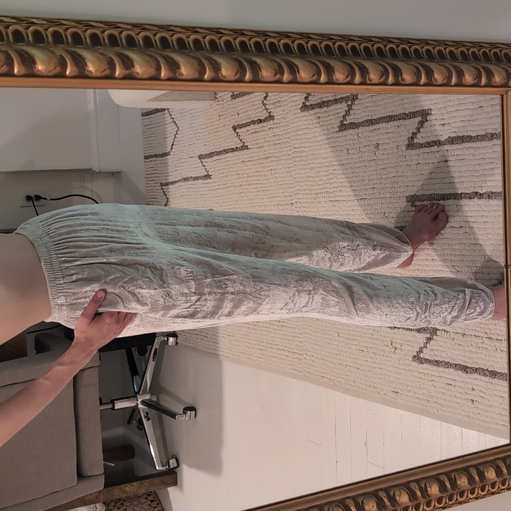 Lively Silver Velour Crushed Velvet High Waisted Lounge Pant